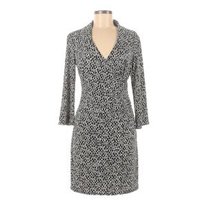 Laundry By Design Faux Wrap Geometric Print Stretchy Knee Length Dress Size 12